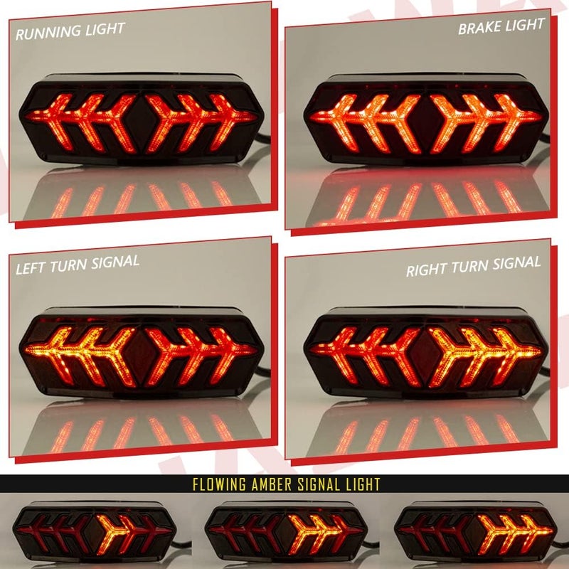 HAZAWA ضوء خلفي متكامل مع إشارة انعطاف LED متسلسلة للدراجات النارية متوافق مع هوندا جرو 2014-2022 2020 MSX125 SF CBR650F/R CTX700 CTX700N (عدسة حمراء) - Image 3